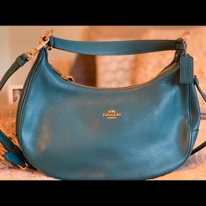 New COACH Pebble Leather Hobo Purse - Atlantic